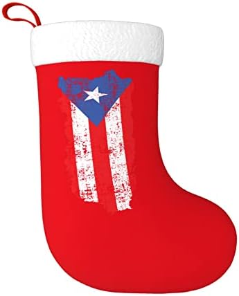 QG ZZX Karácsonyi Harisnya, Fehér Szuper Puha Plüss Bilincset Vintage Puerto ricó-i Zászló Karácsonyi Harisnya Karácsonyi