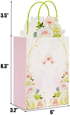 qiqee 32-Csomagok Rose Papír Ajándék Táskák Kezeli a Tömeges 8.26×6×3.15 Kis Méret ajándékcsomagok anyák napjára Több Használ