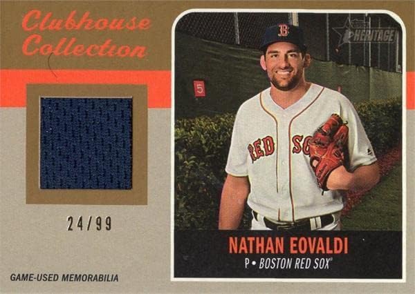 Nathan Eovaldi játékos kopott jersey-i javítás baseball kártya (Boston Red Sox) 2019 Topps Örökség Klubház Gyűjtemény CCRNE
