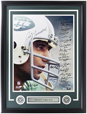 1969-ben a New York Jets 24 Aláírt Keretes 16x20 Namath Közelről Fotó Fanatikusok Steiner - Dedikált NFL-Fotók