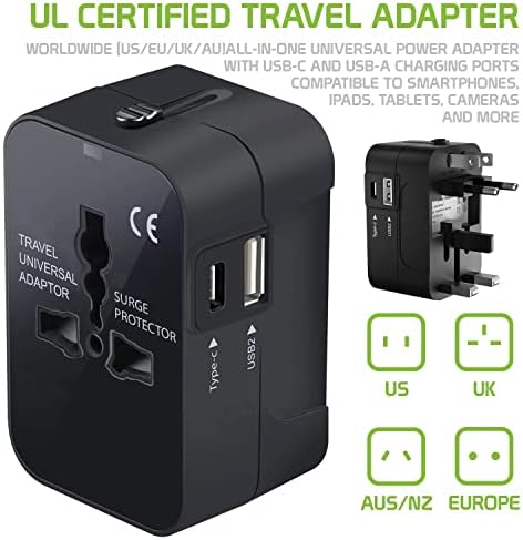 Utazási USB Plus Nemzetközi Adapter Kompatibilis Acer Liquid Z200 a Világszerte Teljesítmény, 3 USB-Eszközök c típus, USB-A