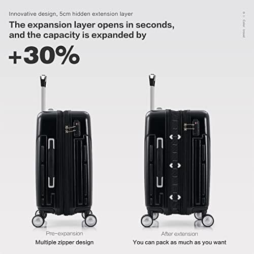 OIWAS Bőrönd,Bővíthető kézipoggyászként, USB-Töltés, YKK Cipzár, Tárcsa Kerekek Gördülési Poggyász, Könnyű Bőrönd Üzleti