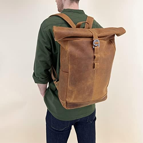 Mint például Hátizsák Bőr-Bendik Rolltop Messenger táska Hátizsák Bőr hátizsák Vintage város hátizsák, Kültéri hátizsák Laptop