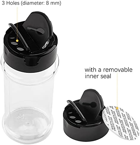 TUZAZO 8 oz Átlátszó Műanyag Fűszer Jar a Shaker Fedelek, illetve a Címkéket, Üres Fűszer Üvegek Műanyag Palackok Fűszerezés