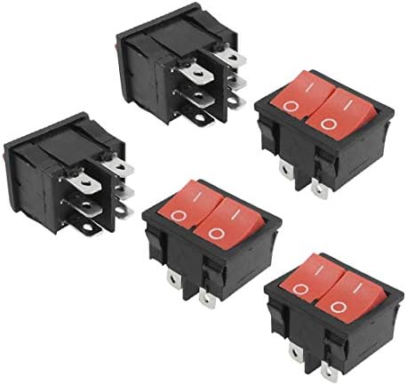 Új Lon0167 5 Db 6 Pin SPDT Red Dual Beépülő modul Be - /A Rocker Kapcsoló, AC 6A/250V 10A/125V(5 Stücke 6 Pin SPDT Rothadás