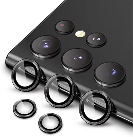 JETech Kamera Lencséjét Védő Samsung Galaxy S22 Ultra 5G 6.8-Es, 9H Edzett Üveg, Fém, Egyedi Gyűrű Borító, Könnyű Telepítés