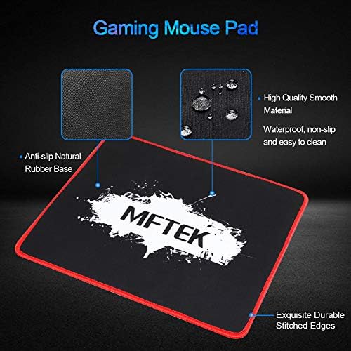 MFTEK Gaming-Billentyűzet-Gaming Egér Combo, USB Vezetékes 104 Gombok Billentyűzet, 3 Szín Piros Kék Lila Háttérvilágítású
