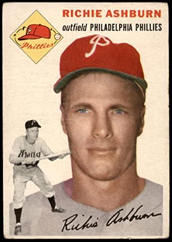 1954 Topps 45 WHT Richie Ashburn Philadelphia Phillies (Baseball Kártya) (Fehér Vissza) FAIR Phillies