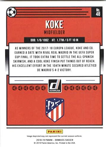 2018-19 Donruss 48 Koke Atletico de Madrid Foci Trading Card