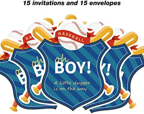 Baseball Baba Zuhany Meghívókat A Kis Slugger Baseball Témájú Alakú Töltse ki A Meghívókat a Borítékok Készlet 15 Kék Baba