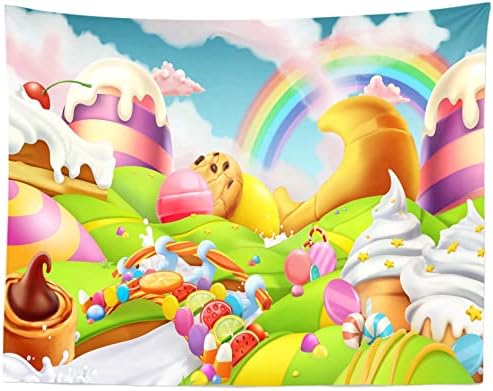 Loccor 5x3ft Fantasy Gobelin Hátteret, fagylalt Szivárvány Falra Candyland falburkolat Gyerekek Újszülött Gyermekek Nappali