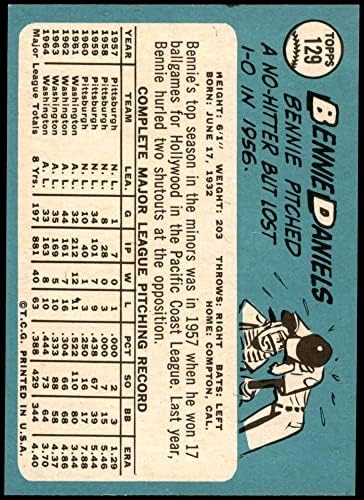 1965 Topps 129 Bennie Daniels Washington Senators (Baseball Kártya) NM/MT Szenátorok