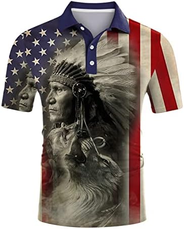 HDDK Hazafias Polo shirt Mens, Amerikai Zászló Etnikai Indiai Pólók Felsők Nyári Rövid Ujjú Alkalmi Edzés Golf Póló