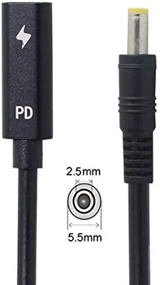 cablecc C Típusú USB-C Női Bemenet DC 5.5x2.5mm Hatalom PD Felelős Kábel alkalmas Laptop 18-20V