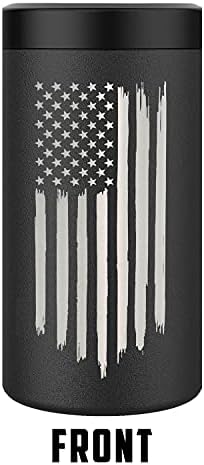 Amerikai Zászló 4 az 1-ben Slim Lehet Hűvösebb, Szigetelt | Rozsdamentes Acél Dupla Falú Vékony majd Koozie 12 oz Normál