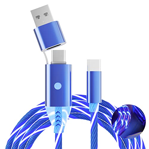 2 az 1-ben világít USB-C Töltő Kábel Kapcsolja Ki/Be,USB-A/C-C, Gyors Töltő Kábel,Led világít Töltés Kábel Típus C Kompatibilis