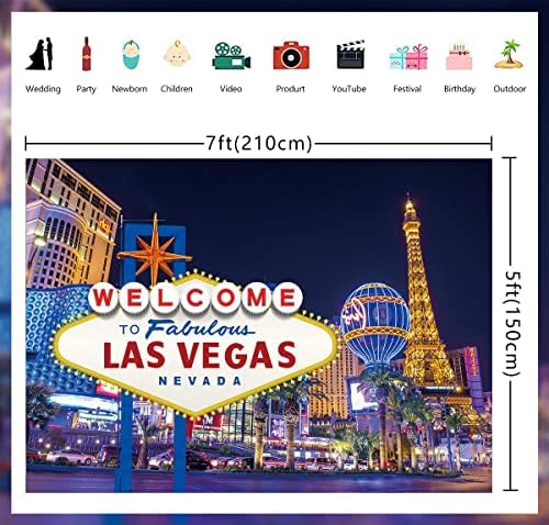 Las Vegas-i Éjszakai Város Hátteret Üdvözöljük a Las Vegas-i Mesés Kaszinó Póker Film Tematikus Fotózás Háttér Szülinapi