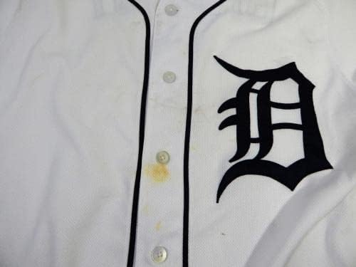 A 2018-as Detroit Tigers Bat Fiú Játék Használt Fehér Jersey 42 DP20982 - Játék Használt MLB Mezek