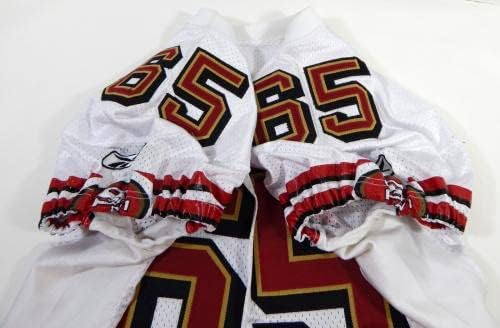2002-ben a San Francisco 49ers Ron Kő 65 Játék Kiadott Fehér Jersey 50 DP29216 - Aláíratlan NFL Játék Használt Mezek