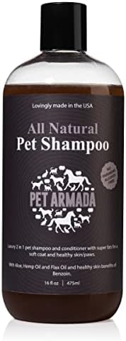 Pet Armada Pet-Sampon - Csak Természetes -, Benzoin Fertőtlenítő Tulajdonsága - Aloe A Bőr Lenmag Olaj, Hempseed Olaj A Kabátot,