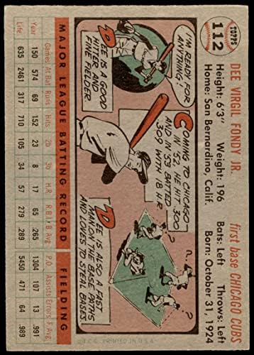 1956 Topps 112 WHT Dee Fondy Chicago Cubs (Baseball Kártya) (Fehér Vissza) EX Cubs