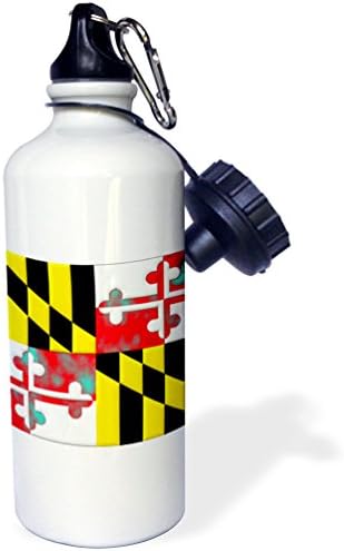 3dRose Marylandi Állami Zászló Sport kulacs, 21 oz, Fehér