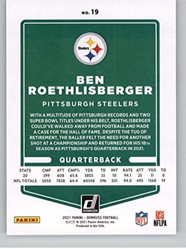 2021 Donruss 19 Ben Roethlisberger Pittsburgh Steelers az NFL Labdarúgó-Kártya NM-MT