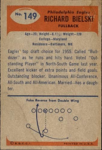 1955 Bowman 149 Dick Bielski Philadelphia Eagles (Foci Kártya) JÓ Sasok Marylandi