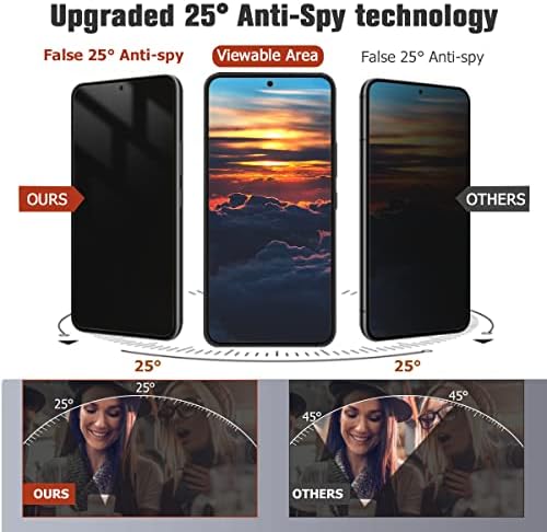 Geviaho [2 Csomag] Galaxy S23 Üveg kijelző Védő fólia, Adatvédelmi/HD 9H Edzett Üveg karcálló, Ujjlenyomat Kinyit, Teljes