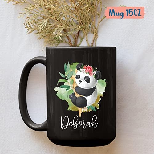 Panda Szerelmeseinek Ajándékok, Egyedi Állat Bögre, Személyre szabott Panda Medve Kerámia Bögre Nevet, Virágos Panda Tea