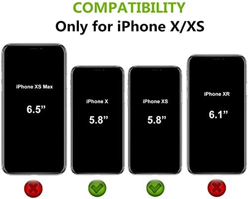 iCoverCase iPhone X/XS Tárca az Esetben a Kártya Birtokosának [RFID-Blokkoló] Prémium PU Bőr Kitámasztó Mágneses Csattal