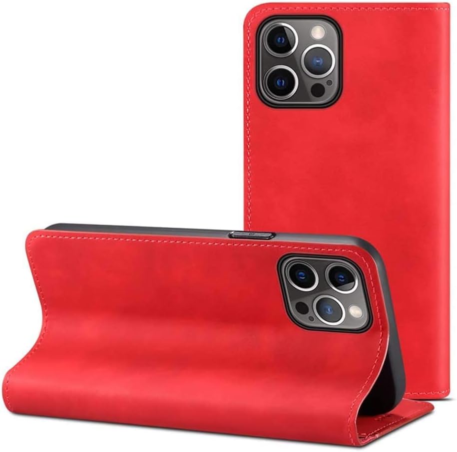 KANUZ Stent Funkció Flip Telefon Esetében, Sima Bőr borítású Tárca Apple iPhone 12 Pro Max (2020) 6.7 Hüvelykes [Card Holder]