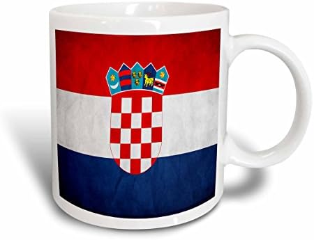 3dRose Horvátország-Zászló-Kerámia Bögre, 11-Uncia, Színes