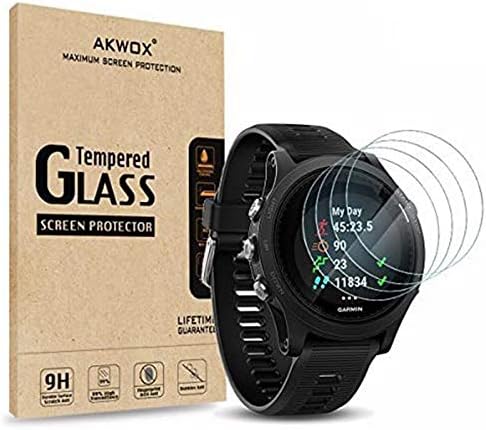 AKWOX (Pack 4) Edzett Üveg kijelző Védő fólia a Garmin Forerunner 935, [0,3 mm 2.5 D nagyfelbontású 9H] Premium Clear Screen