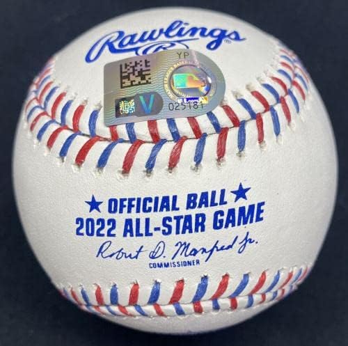 Mike Pisztráng 10x ASG Aláírt 2022 All Star Game Logó Baseball, MLB Holo - Dedikált Baseball