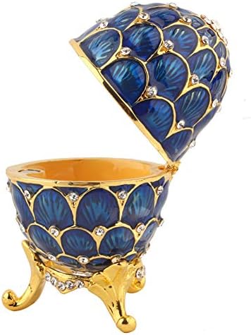 GLOGLOW Húsvéti Tojás Ékszer Szervező, Fabergé-Stílusban Tojás Alakú Csecsebecsét Doboz Csuklós Ékszer Gyűrű Jogosultja Gyűjthető