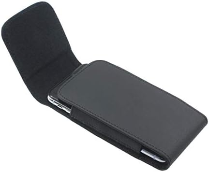 Fekete bőrtok Oldalon Cover Tok Öv Forgó Klip w Hurkok LG V50 Dolognál 5G - Motorola Moto E5 Plusz