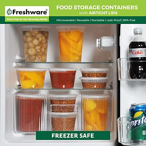 Freshware Élelmiszer-Tároló Tartályok [36 Set] 16 oz Műanyag Deli Konténerek szemhéjakkal, Iszap, Leves, Étel elkészítése