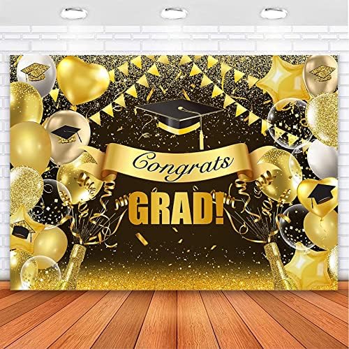 Avezano Congrats Grad Hátteret, Arany, Üveg Osztály 2023 Gratulálok Érettségi Party Dekoráció, Fotózás Háttér Bál, Party