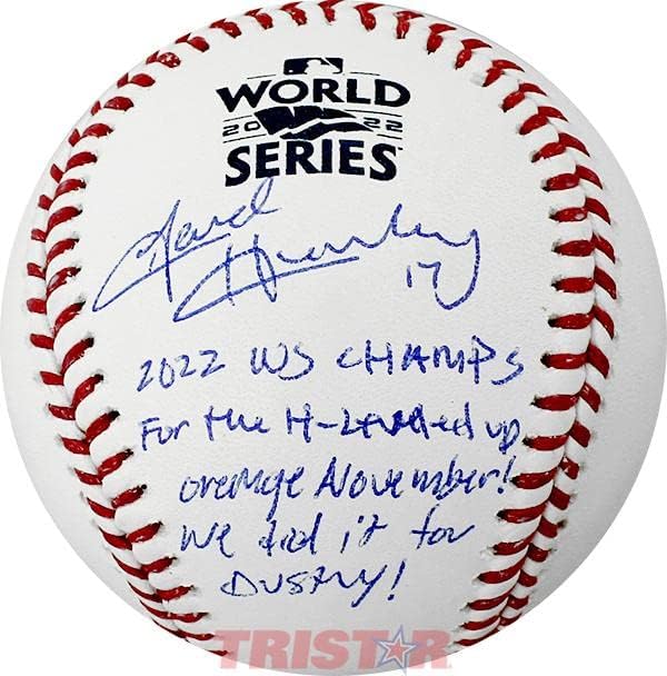 David Hensley Aláírt Hivatalos 2022 World Series Baseball Több Feliratok - Dedikált Baseball