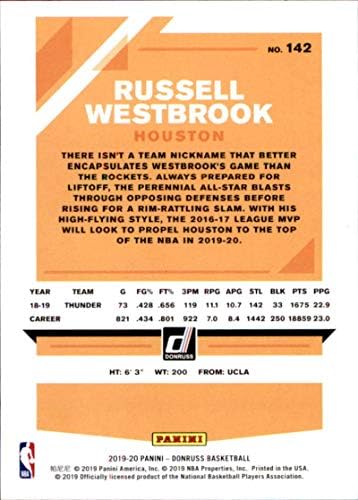 2019-20 Donruss Kosárlabda 142 Russell Westbrook Houston Rockets Hivatalos NBA Trading Card (a Panini-Amerika)