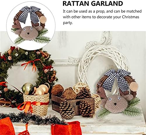 GANFANREN 1db Mini Rattan Szövés Koszorú Karácsonyi Témájú Garland Szép Otthon Dekoráció (Szín : Egy, Méret : 3.93X3.93X1.18)