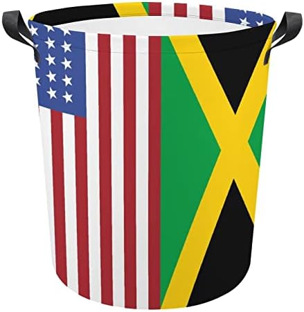 USA Fiag Jamaikai Zászló Szennyes Kosár fogantyúval Vízálló Kerek Összecsukható Ruhát Akadályozza Tároló Táska Szervező