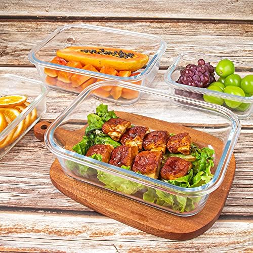 YANGNAY 10 Pack Üveg Élelmiszer-Tároló Tartályok a Légmentesen záródó Fedéllel, szivárgásmentes Étel elkészítése Konténerek