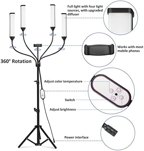 BGZDT Gyűrű Fény Távirányító Mobiltelefon tartó 30W kar Fényt Élő Streaming Smink Videók