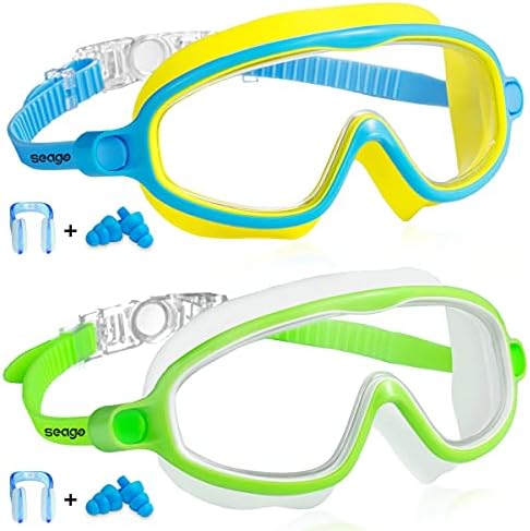 Seago Úszni Védőszemüveg 2 Csomag Anti-Köd Anti-UV Széles Kilátás Védőszemüveg Úszás Gyerekeknek 3-15
