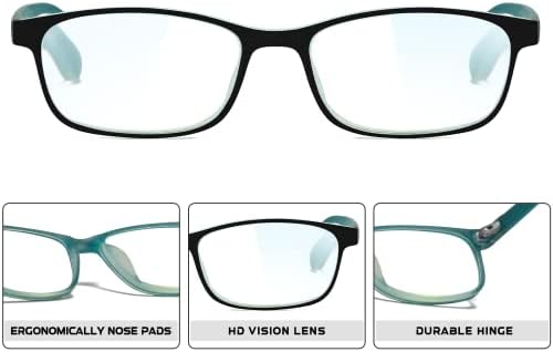 3 Csomag Kék Fény Olvasó Szemüveg a Nők, Férfiak, Ultra Könnyű Számítógép Olvasók, Nagyon Látás Tükröződésmentes Szűrő Szemüveg