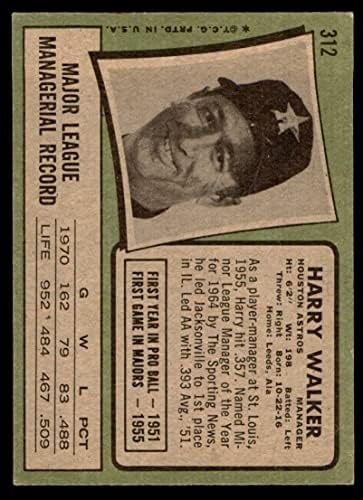 1971 Topps 312 Harry Walker Houston Astros (Baseball Kártya) EX Astros