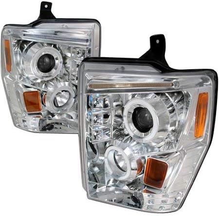 SPEC-D TUNING LED Projektor Fényszórók Fekete Kompatibilis a 2008-2010-es Ford F250/F350/F450/F550 Super Vám, Bal + Jobb