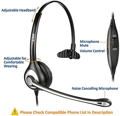 Wantek, Vezetékes Telefon, Headset, Mono a zajszűrő Mikrofon + Gyorsan húzza ki a Munka a Yealink SIP-T19P T20P T21P T22P